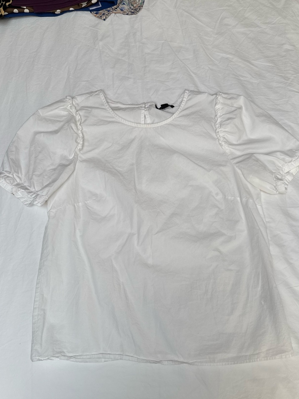 J. Crew White Puff-Sleeve Cotton Blouse